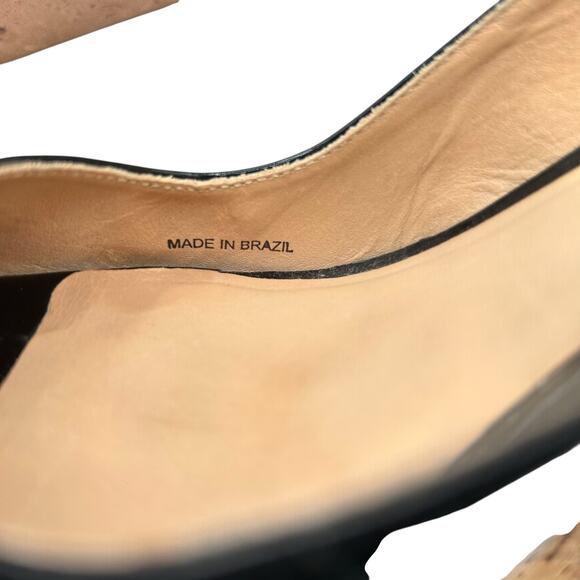 Pour La Victoire Women's Black Catina Patent Leather Wedge Heels Size 9 - Picture 11 of 12